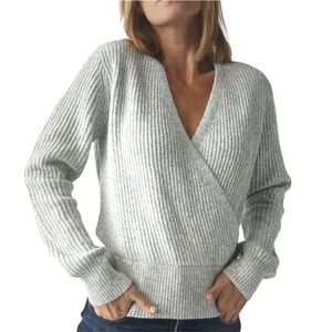 MICHAEL STARS Sweater Gray Surplice Neck Sequin Long Sleeve Stretch Size: XL P